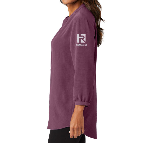   - Ladies 3/4 Sleeve Textured Crepe Tunic Thumbnail